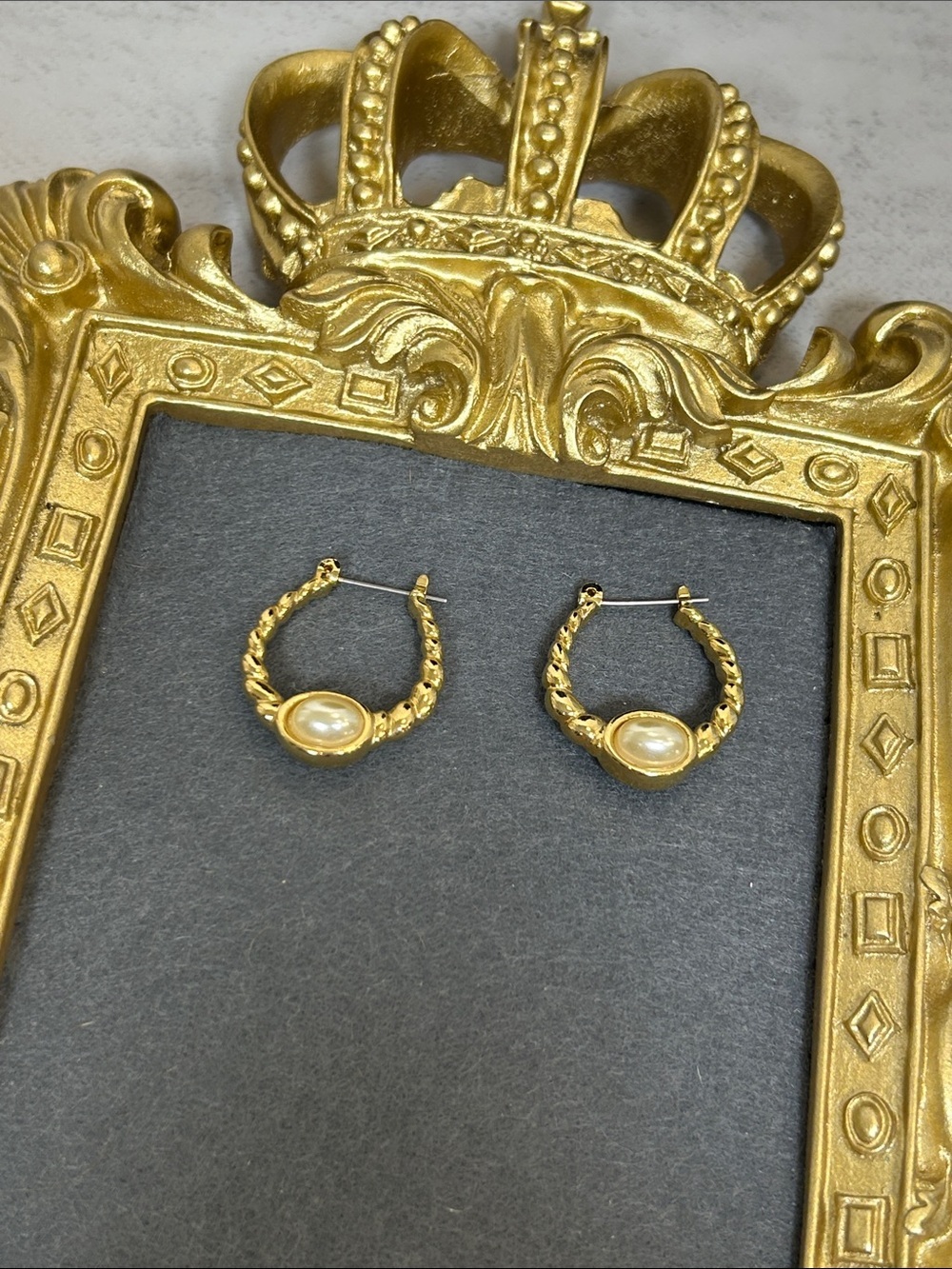 Classic Gold-Tone Pearl Accent Rope Hoop Earrings - Women's Jewelry
